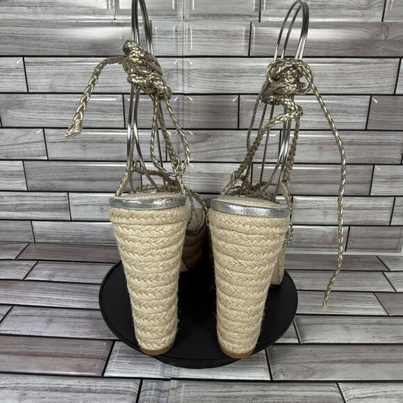PAIGE Women's Braided Metallic Ankle-Strap Platform Espadrilles Sandals‎ Size 10 - Picture 4 of 8